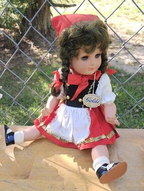 Goldie Red, White & Black Traditional Dress Doll with Braided Hair
